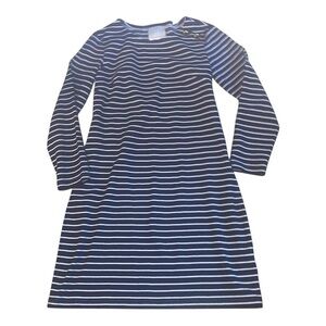 Sail to Sable STS Striped Long Sleeve Knit Shift Dress with Shoulder Buttons
